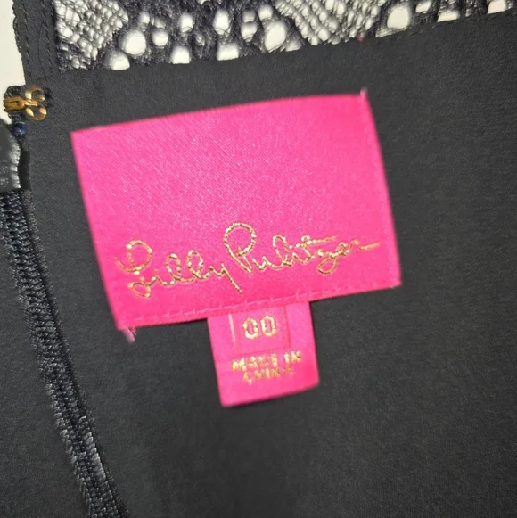 NWT Lilly Pulitzer Karolina Dress in Onyx Black 00 LBD Ruffle Lace Long Sleeves - Picture 11 of 11